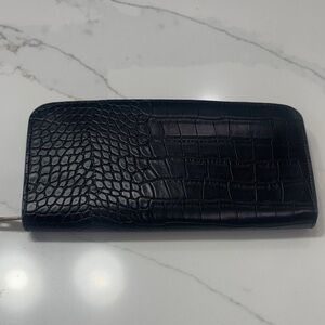 a new day Black faux Croc-Embossed Zip Card & Key Holder